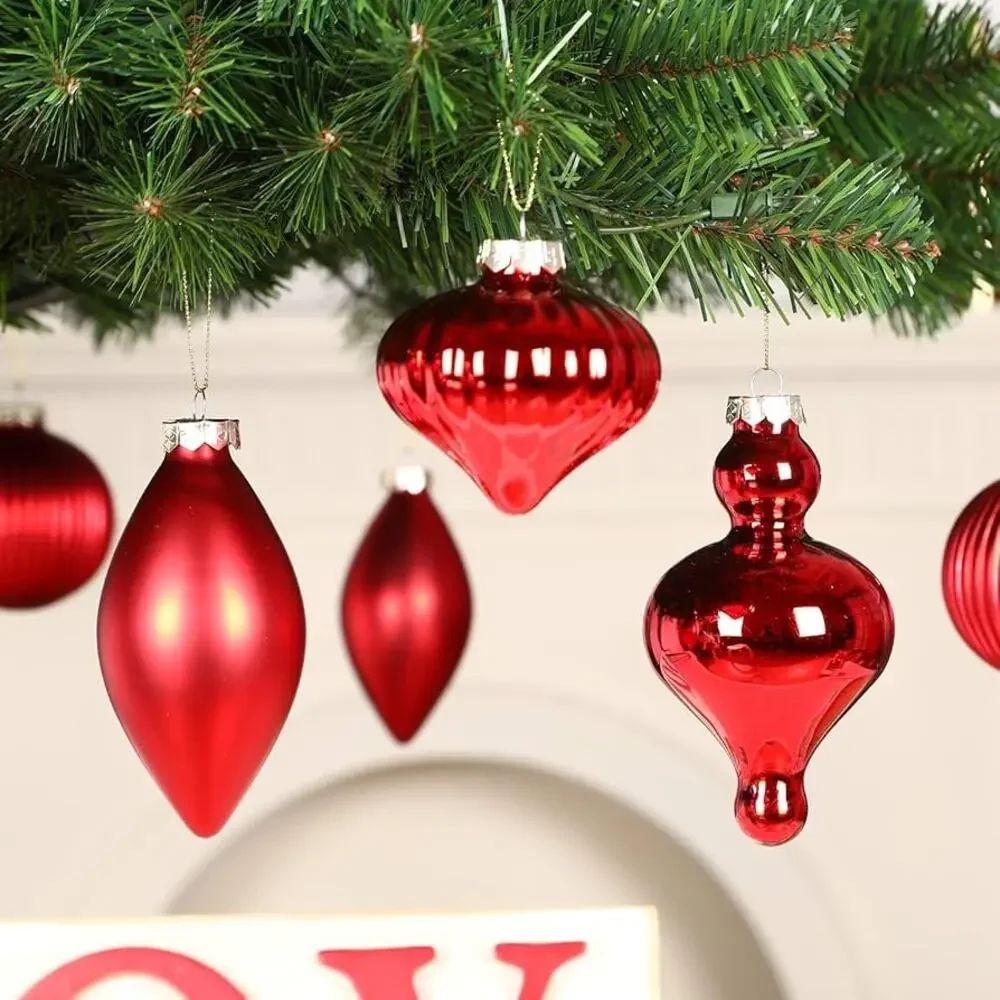 10Pcs Multiple Styles Glass Christmas Ball Ornaments for Tree Decorations